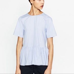NWOT Zara pinstripe poplin tie-back top